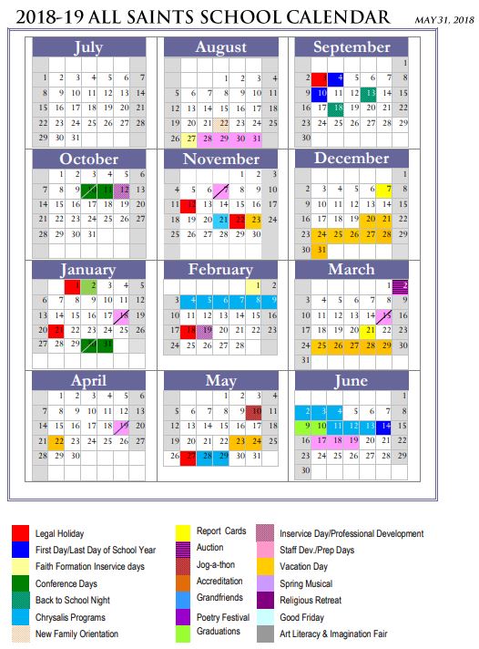 Calendars All Saints School Portland OR